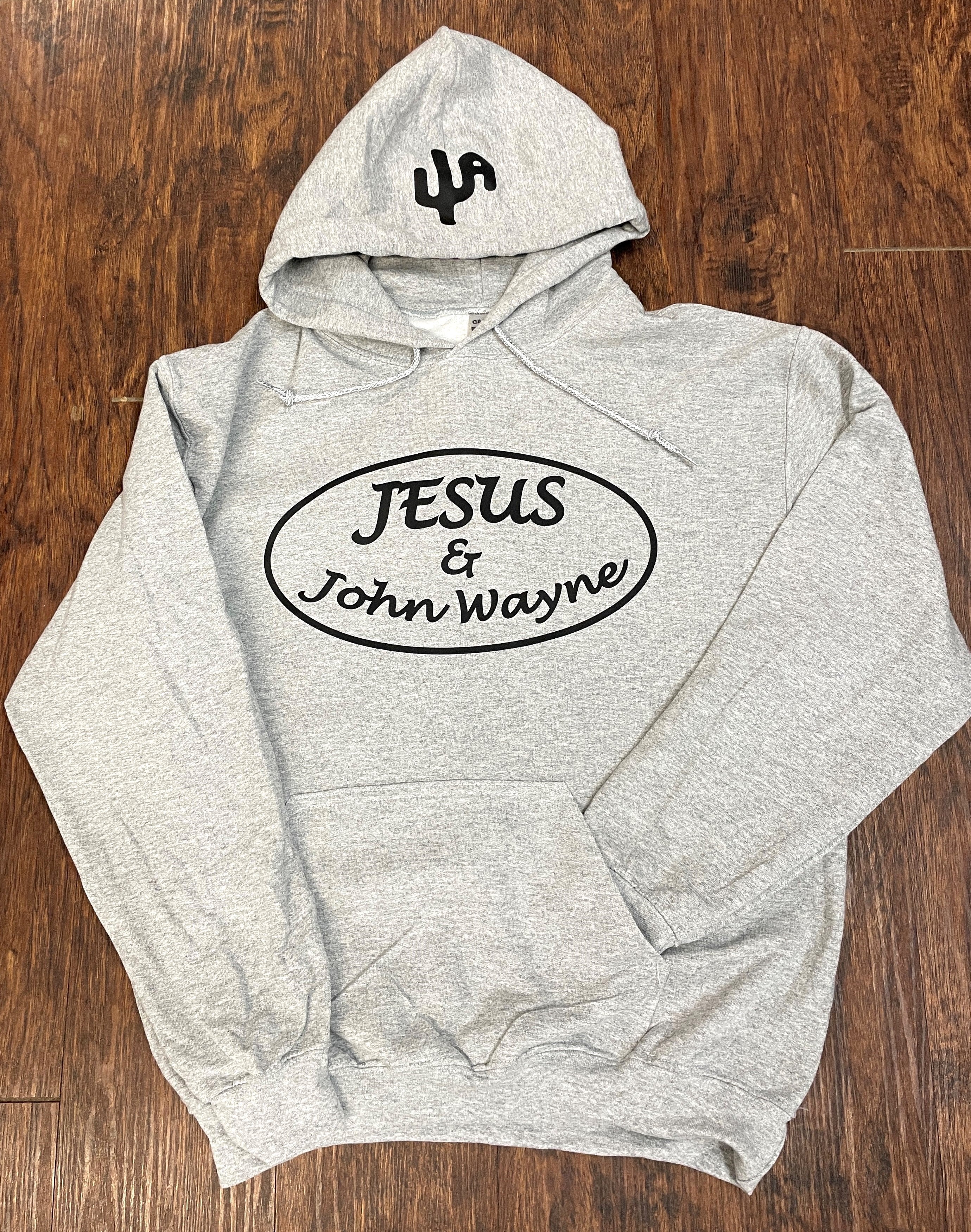 Jesus & John Wayne - Sport Grey Adult Hoodie